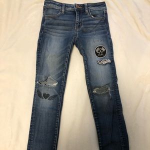 American eagle ripped patchwork jeans